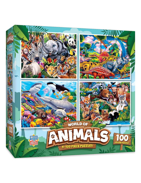 MasterPieces Rompecabezas 4 en 1 para Niños 100 Piezas