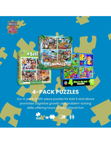 MasterPieces Rompecabezas 4 en 1 para Niños 100 Piezas