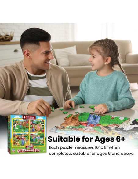 MasterPieces Rompecabezas 4 en 1 para Niños 100 Piezas