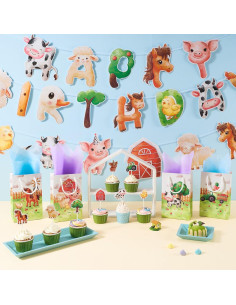 Banner de Cumpleaños WERNNSAI Granja con Animales 130g 2