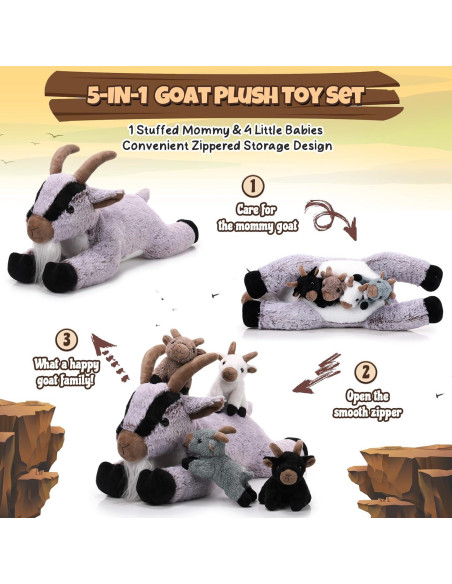 Conjunto de Juguetes de Peluche Cabra HyDren 5 Piezas 45 cm
