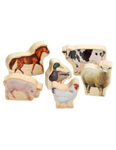 Bloques de Madera Excellerations Animales de Granja - Set 6