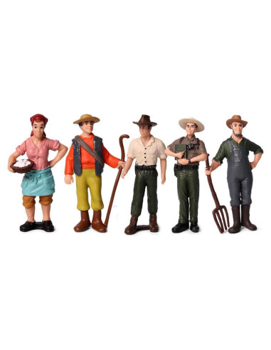 5 Figuras de Agricultores Pintadas a Mano L.DONG 19.8x13.9 cm