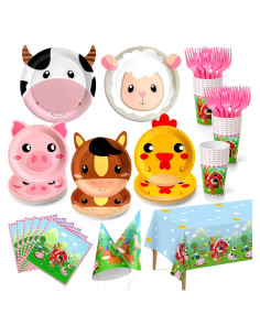 Juego de Platos Desechables COYLAPY Fiesta Animales Granja 24p