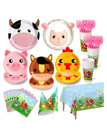 Juego de Platos Desechables COYLAPY Fiesta Animales Granja 24p