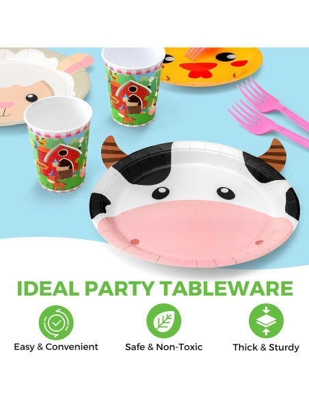 Juego de Platos Desechables COYLAPY Fiesta Animales Granja 24p