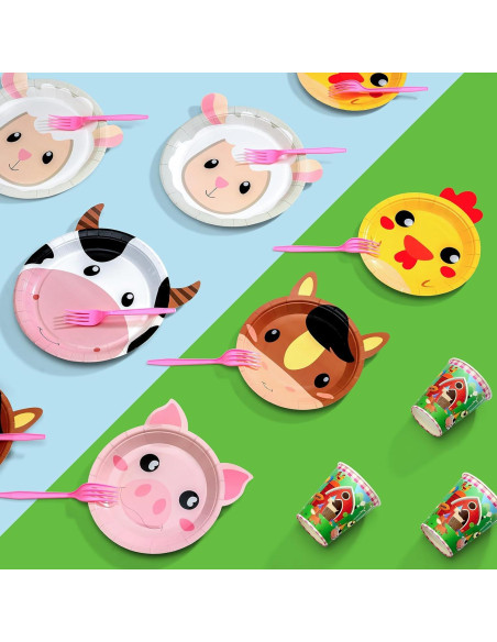 Juego de Platos Desechables COYLAPY Fiesta Animales Granja 24p