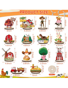 14 Piezas Centros de Mesa de Madera Animales de Granja 2
