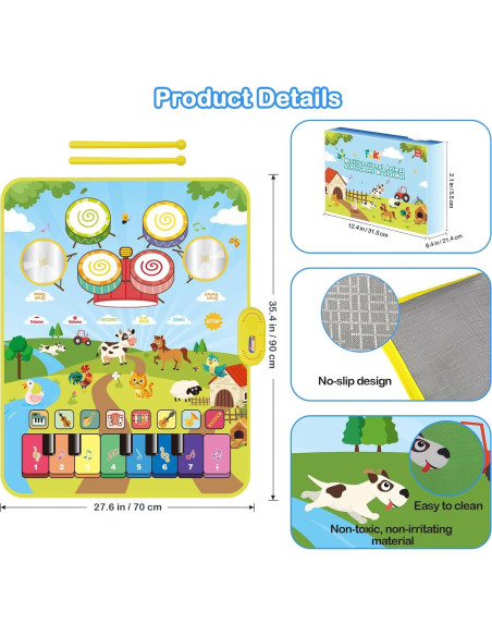 Alfombrilla Musical Foki 90x70 cm para Niños 1-5 Años