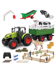 Tractor RC Fisca 1/24 con remolque y 45 accesorios