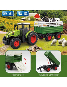 Tractor RC Fisca 1/24 con remolque y 45 accesorios 2