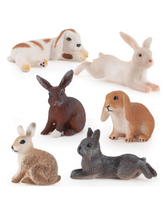 Figuras de Conejos 6PCS LC JoyCre Juguetes de Granja