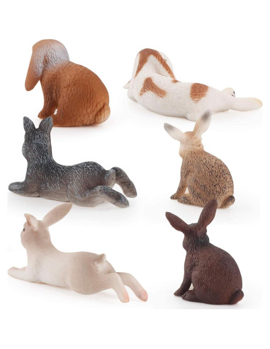 Figuras de Conejos 6PCS LC JoyCre Juguetes de Granja