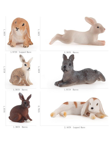 Figuras de Conejos 6PCS LC JoyCre Juguetes de Granja