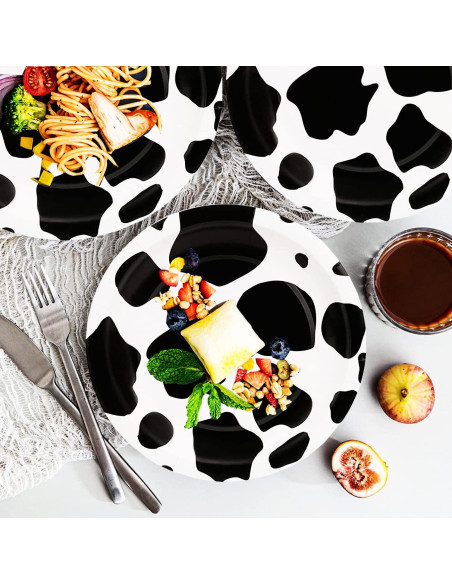 40 Platos de Papel Desechables HSPAIDYP Diseño de Vaca 17.78 cm