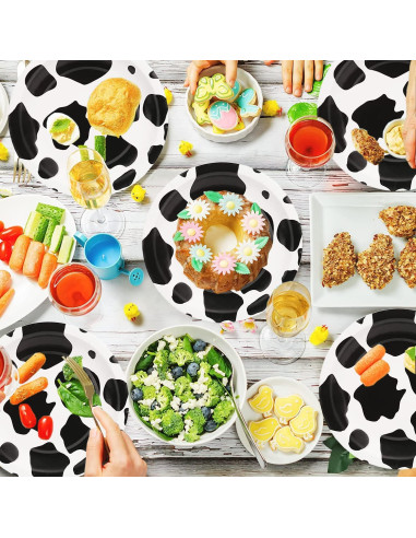 40 Platos de Papel Desechables HSPAIDYP Diseño de Vaca 17.78 cm