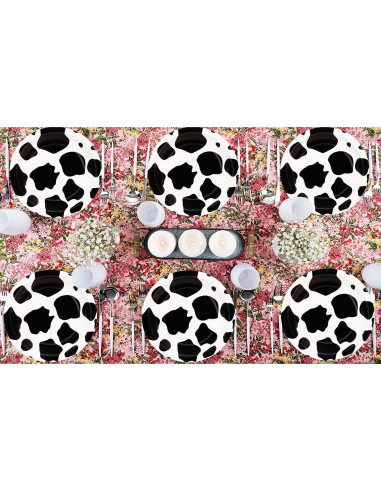 40 Platos de Papel Desechables HSPAIDYP Diseño de Vaca 17.78 cm