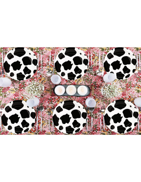 40 Platos de Papel Desechables HSPAIDYP Diseño de Vaca 17.78 cm