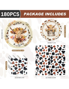 Kit de Fiesta de Vaca Osonm 180 Piezas para 60 Personas 2