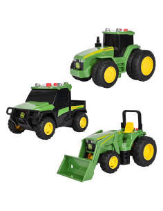 Paquete de 3 Vehículos Agrícolas John Deere con Sonidos y Luces