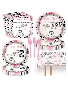 51 Pzs Suministros Fiesta Cumpleaños Vaca 2 Años Vetwo