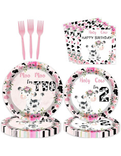 51 Pzs Suministros Fiesta Cumpleaños Vaca 2 Años Vetwo 2