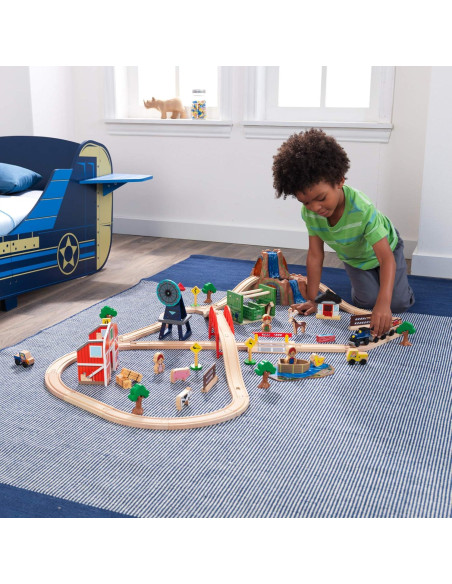 Juego de tren de granja KidKraft 75 piezas para niños