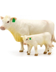 Conjunto de Juguetes de Animales de Granja Buster Toys - Vaca Charolais y Ternero 2