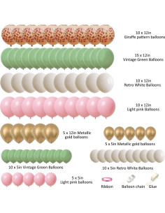 Globos de Safari Finypa 80 Piezas Decoración Rosa Verde 2