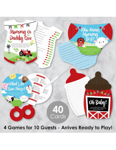 Juegos de Baby Shower Granja - 4 Juegos + 40 Tarjetas 2