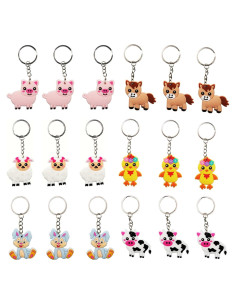 Paquete de 18 llaveros de animales de granja HBTPER