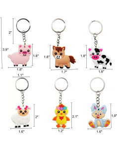Paquete de 18 llaveros de animales de granja HBTPER 2