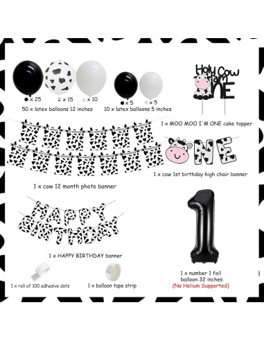 Kit de Decoración Cumpleaños Vaca Holy Cow I am ONE