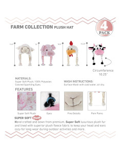 Conjunto de Sombreros de Peluche DolliBu 4 Animales Granja 2