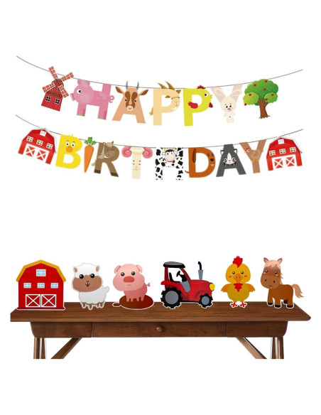 Suministros Fiesta Temática Granja WIDELL 7 Piezas Decoración