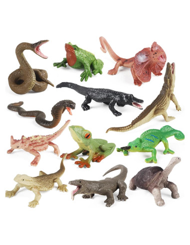 Conjunto de Figuras de Animales Reptiles EOIVSH 12 Piezas