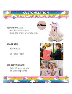 DolliBu Alce Arcoíris con Unicornio 22,86 cm Juguete de Peluche 2