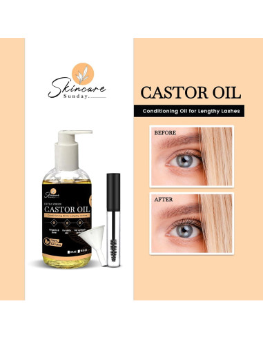Aceite de Ricino Orgánico USDA Skin Care Sunday 473 ml para Pestañas