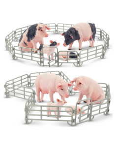 Toymany Set de Figuras de Cerdo 28 Piezas con Cercas