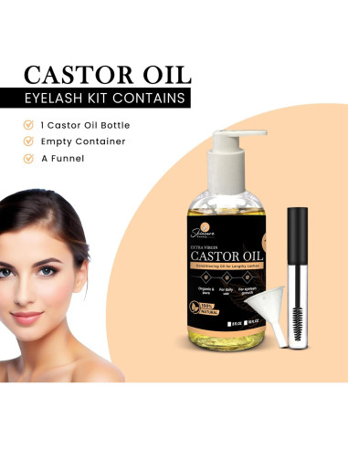 Aceite de Ricino Orgánico USDA Skin Care Sunday 473 ml para Pestañas