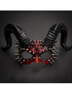 Máscara de Demonio con Cuernos Rojos y Negros Unisex 2