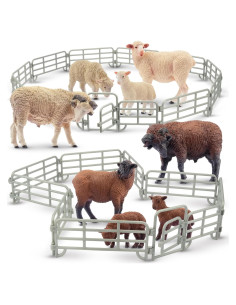 Toymany 28 Piezas Juguetes de Ovejas y Cercas Realistas