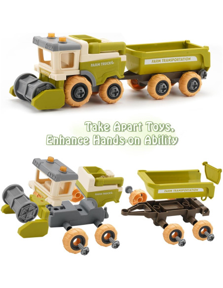 Eaciilee Camión Cosechadora con Remolque y Animales Eaciilee Camión Cosechadora con Remolque y Animales