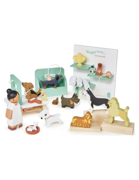 Salón de Perros Tender Leaf Toys - Juego de Aseo Infantil 40x30cm