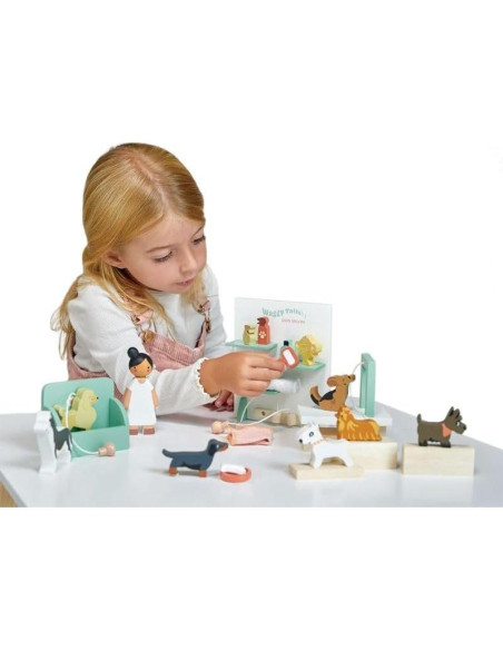 Salón de Perros Tender Leaf Toys - Juego de Aseo Infantil 40x30cm