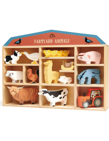 Tender Leaf Toys Animales de Granja 13 Figuras de Madera