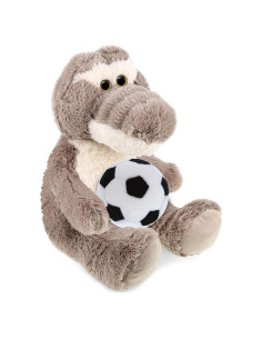 DolliBu Cocodrilo Gris Sentado con Balón de Fútbol 22,86 cm