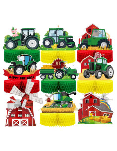 Centros de Mesa de Tractor Verde 9 Pcs Sureio Decoración Fiesta