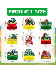 Centros de Mesa de Tractor Verde 9 Pcs Sureio Decoración Fiesta 2