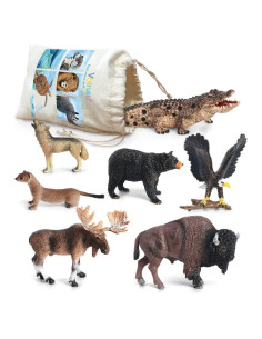 Figuras de Animales Volnau 7PCS América del Norte Educativas